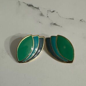 Green and Blue Leaf Earrings